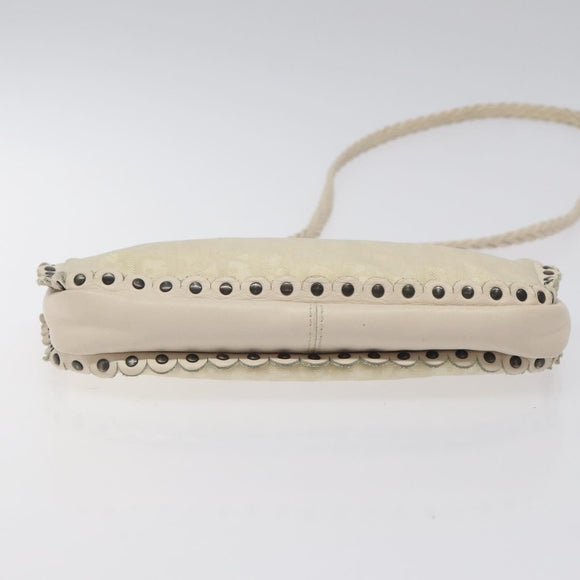 Christian Dior Trotter Canvas Shoulder Bag White Auth 119092