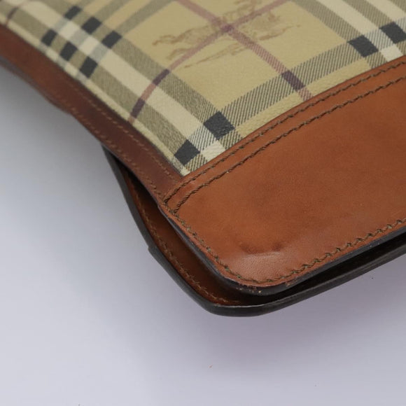 BURBERRY Nova Check Shoulder Bag PVC Beige Auth 119094