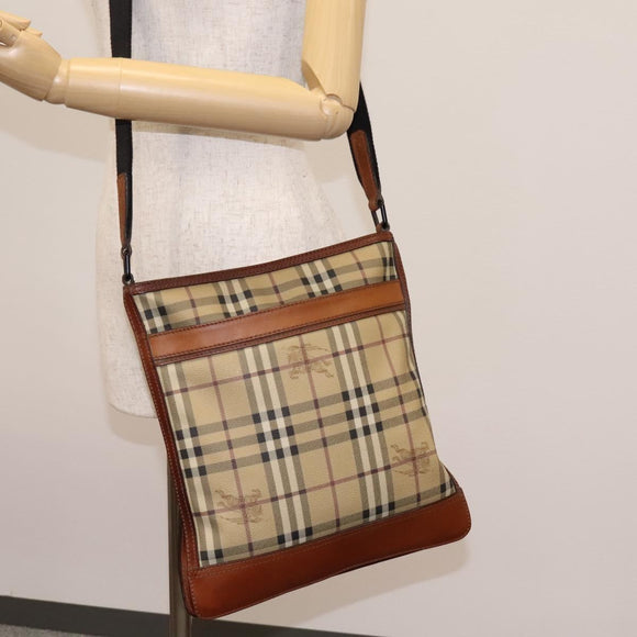BURBERRY Nova Check Shoulder Bag PVC Beige Auth 119094