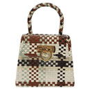 Salvatore Ferragamo Gancini Hand Bag Leather White Gold Auth 119098-13