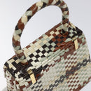 Salvatore Ferragamo Gancini Hand Bag Leather White Gold Auth 119098-6