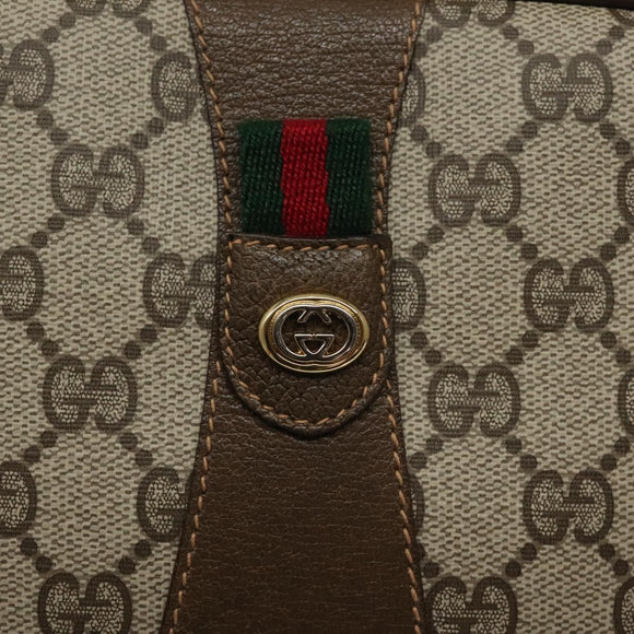 GUCCI GG Supreme Web Sherry Line Clutch Bag PVC Beige Gold 89 01 034 Auth 119132