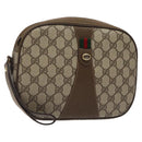 GUCCI GG Supreme Web Sherry Line Clutch Bag PVC Beige Gold 89 01 034 Auth 119132-1