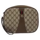 GUCCI GG Supreme Web Sherry Line Clutch Bag PVC Beige Gold 89 01 034 Auth 119132-13