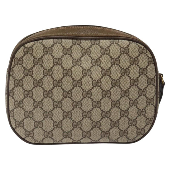 GUCCI GG Supreme Web Sherry Line Clutch Bag PVC Beige Gold 89 01 034 Auth 119132