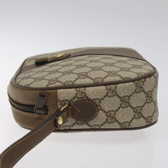 GUCCI GG Supreme Web Sherry Line Clutch Bag PVC Beige Gold 89 01 034 Auth 119132
