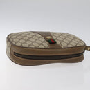 GUCCI GG Supreme Web Sherry Line Clutch Bag PVC Beige Gold 89 01 034 Auth 119132-5