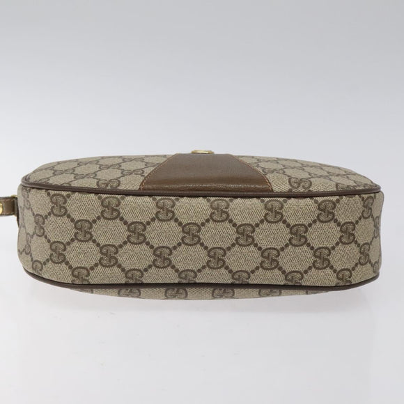 GUCCI GG Supreme Web Sherry Line Clutch Bag PVC Beige Gold 89 01 034 Auth 119132