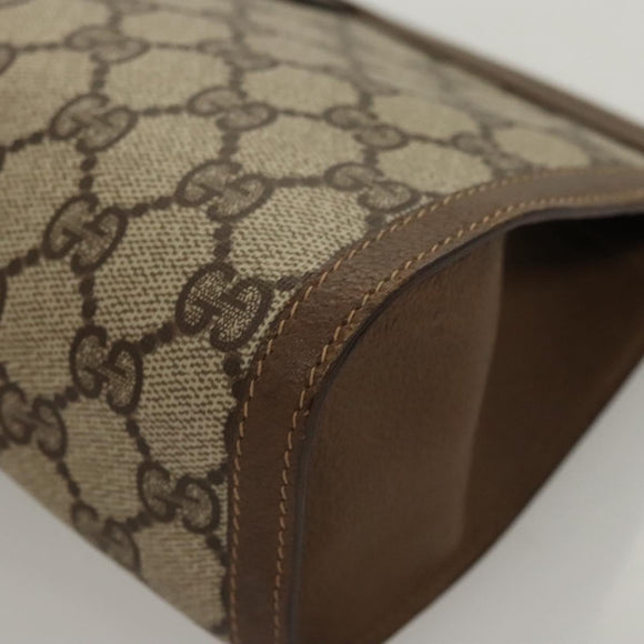 GUCCI GG Supreme Web Sherry Line Clutch Bag PVC Beige 89 01 032 Auth 119134