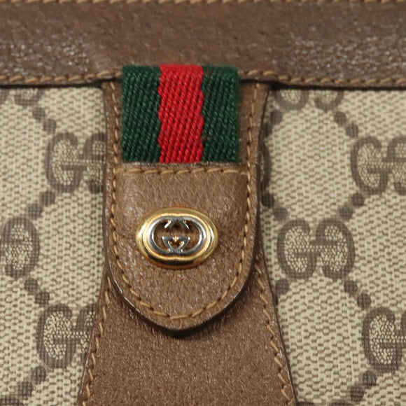 GUCCI GG Supreme Web Sherry Line Clutch Bag PVC Beige 89 01 032 Auth 119134