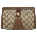 GUCCI GG Supreme Web Sherry Line Clutch Bag PVC Beige 89 01 032 Auth 119134-13