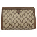 GUCCI GG Supreme Web Sherry Line Clutch Bag PVC Beige 89 01 032 Auth 119134-2