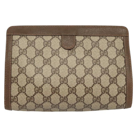 GUCCI GG Supreme Web Sherry Line Clutch Bag PVC Beige 89 01 032 Auth 119134 - 0