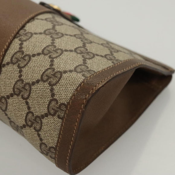 GUCCI GG Supreme Web Sherry Line Clutch Bag PVC Beige 89 01 032 Auth 119134