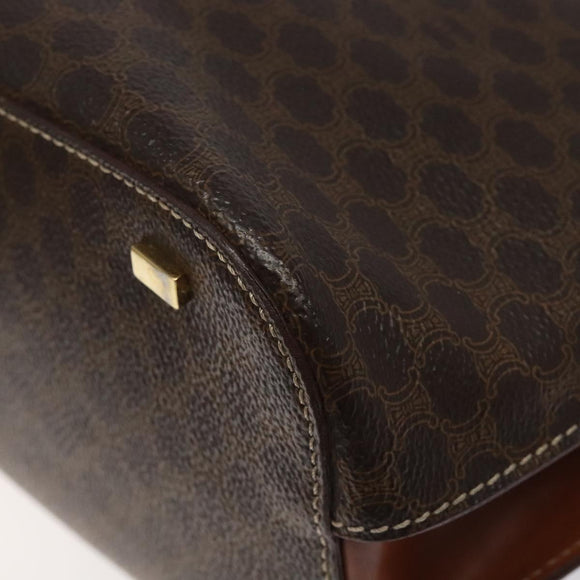 CELINE Macadam Canvas Hand Bag PVC Leather Brown Gold Auth 119138
