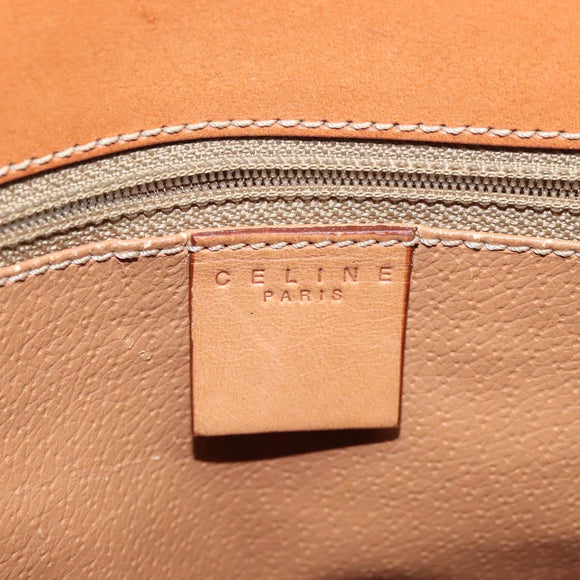 CELINE Macadam Canvas Hand Bag PVC Leather Brown Gold Auth 119138