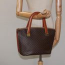 CELINE Macadam Canvas Hand Bag PVC Leather Brown Gold Auth 119138-23