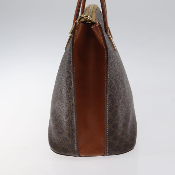 CELINE Macadam Canvas Hand Bag PVC Leather Brown Gold Auth 119138