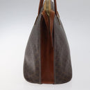 CELINE Macadam Canvas Hand Bag PVC Leather Brown Gold Auth 119138-4
