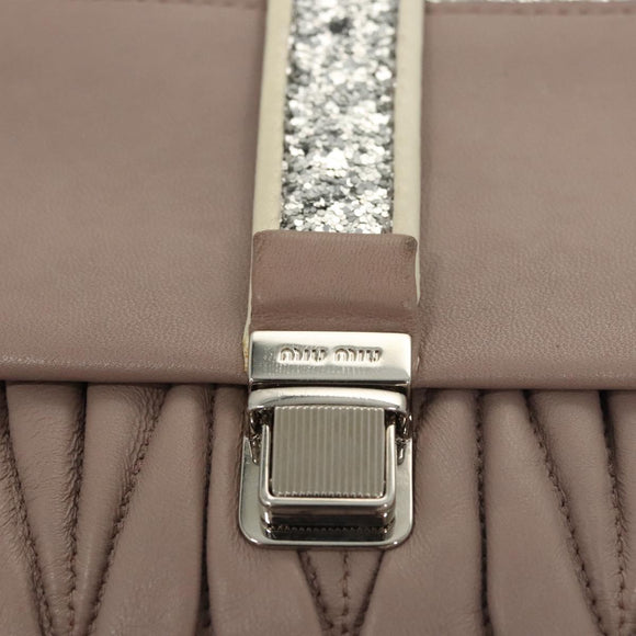 Miu Miu Matelasse Chain Shoulder Bag Leather Pink Auth 119144