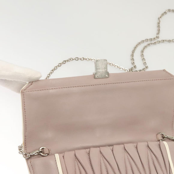 Miu Miu Matelasse Chain Shoulder Bag Leather Pink Auth 119144