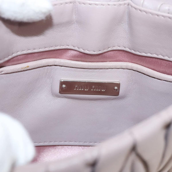 Miu Miu Matelasse Chain Shoulder Bag Leather Pink Auth 119144