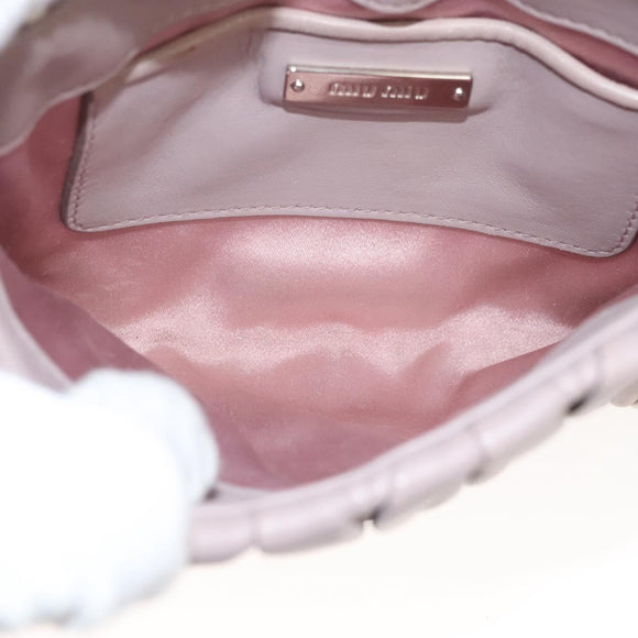 Miu Miu Matelasse Chain Shoulder Bag Leather Pink Auth 119144