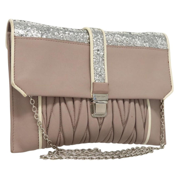 Miu Miu Matelasse Chain Shoulder Bag Leather Pink Auth 119144