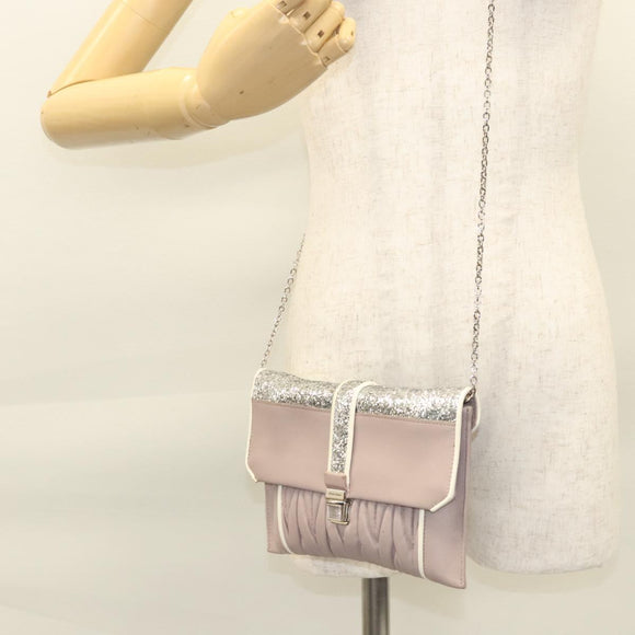 Miu Miu Matelasse Chain Shoulder Bag Leather Pink Auth 119144