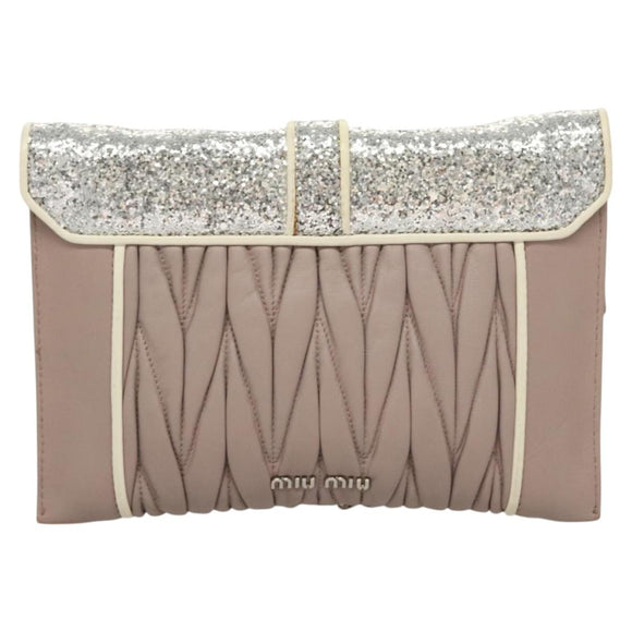 Miu Miu Matelasse Chain Shoulder Bag Leather Pink Auth 119144