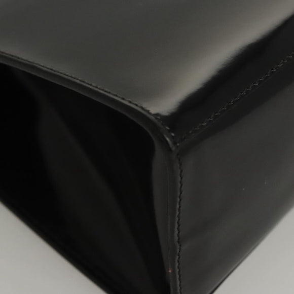 Salvatore Ferragamo Hand Bag Enamel Black Auth 119146