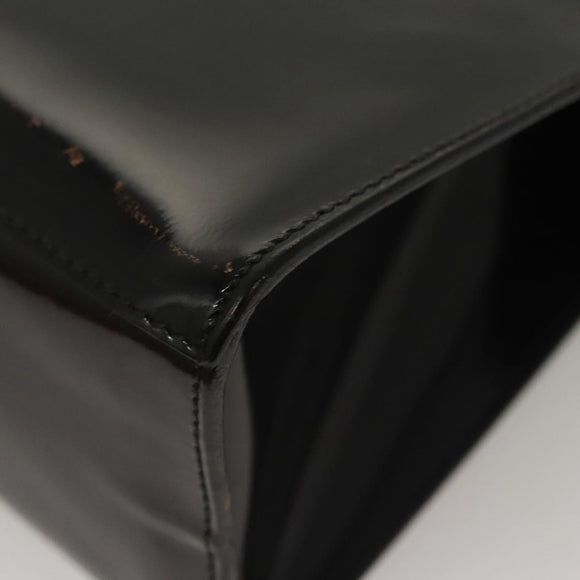 Salvatore Ferragamo Hand Bag Enamel Black Auth 119146