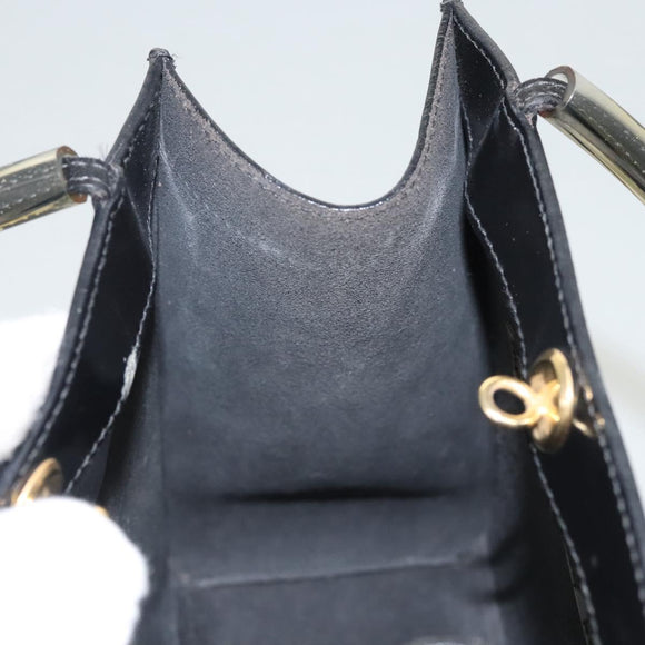 Salvatore Ferragamo Hand Bag Enamel Black Auth 119146