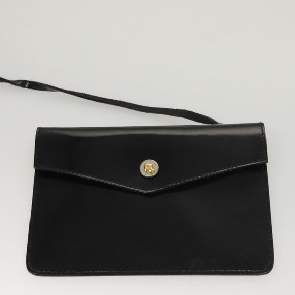 Salvatore Ferragamo Hand Bag Enamel Black Auth 119146
