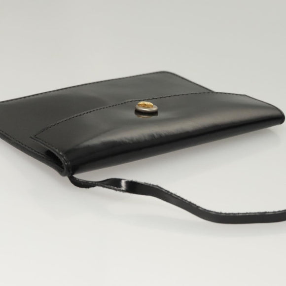 Salvatore Ferragamo Hand Bag Enamel Black Auth 119146