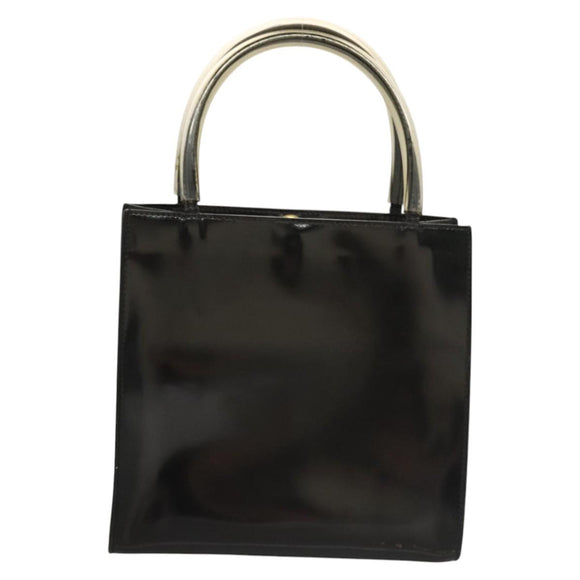 Salvatore Ferragamo Hand Bag Enamel Black Auth 119146