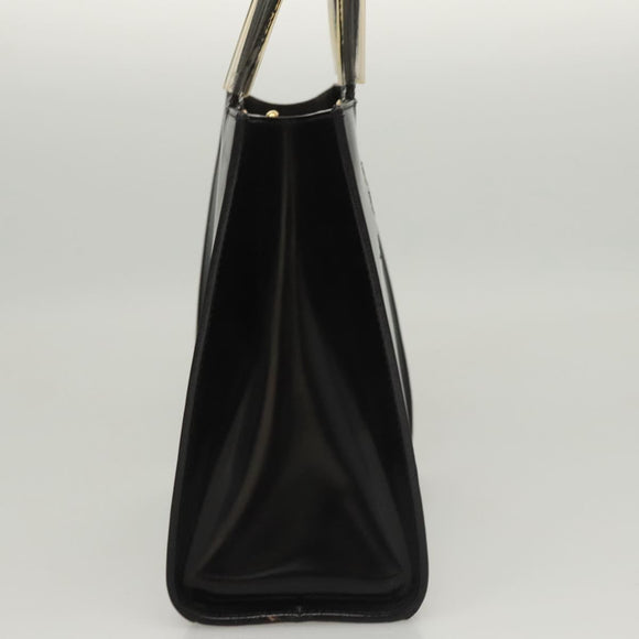 Salvatore Ferragamo Hand Bag Enamel Black Auth 119146