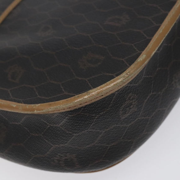 Christian Dior Honeycomb Canvas Shoulder Bag PVC Black Gold Auth 119149