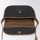 Christian Dior Honeycomb Canvas Shoulder Bag PVC Black Gold Auth 119149-15