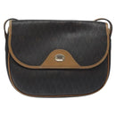 Christian Dior Honeycomb Canvas Shoulder Bag PVC Black Gold Auth 119149-2