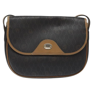 Christian Dior Honeycomb Canvas Shoulder Bag PVC Black Gold Auth 119149 - 0