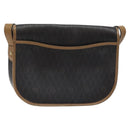 Christian Dior Honeycomb Canvas Shoulder Bag PVC Black Gold Auth 119149-3