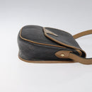 Christian Dior Honeycomb Canvas Shoulder Bag PVC Black Gold Auth 119149-4