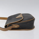 Christian Dior Honeycomb Canvas Shoulder Bag PVC Black Gold Auth 119149-4