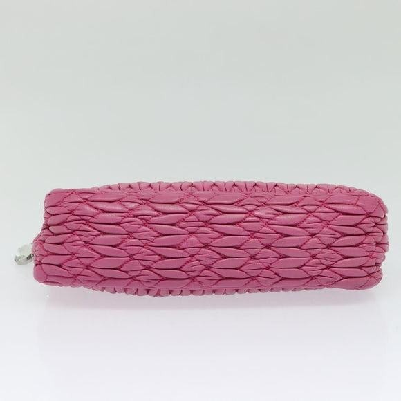 Miu Miu Matelasse Bijoux Hand Bag Leather 2way Pink Silver Auth 119162