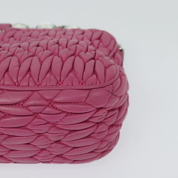 Miu Miu Matelasse Bijoux Hand Bag Leather 2way Pink Silver Auth 119162