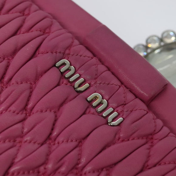Miu Miu Matelasse Bijoux Hand Bag Leather 2way Pink Silver Auth 119162