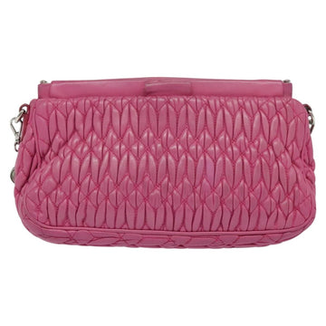 Miu Miu Matelasse Bijoux Hand Bag Leather 2way Pink Silver Auth 119162 - 0