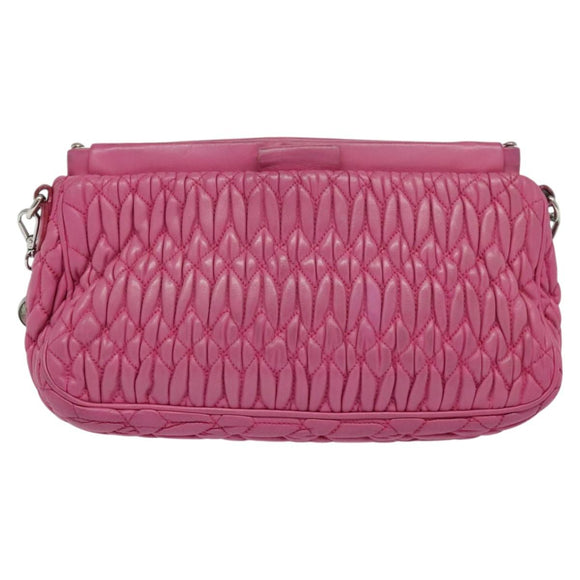 Miu Miu Matelasse Bijoux Hand Bag Leather 2way Pink Silver Auth 119162