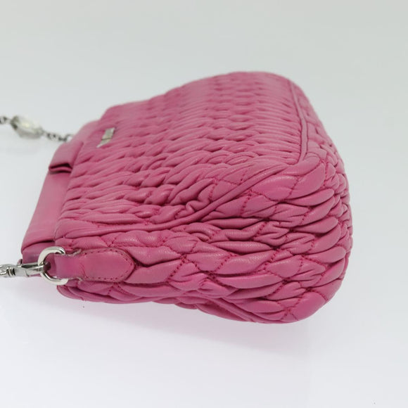 Miu Miu Matelasse Bijoux Hand Bag Leather 2way Pink Silver Auth 119162